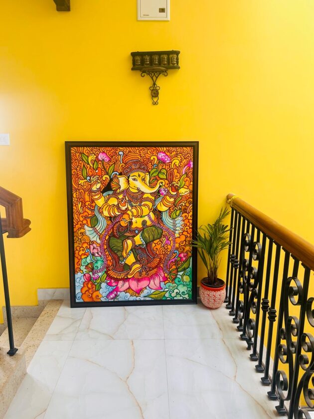 Divine Splendor: Lord Ganesha in Kerala Mural Style