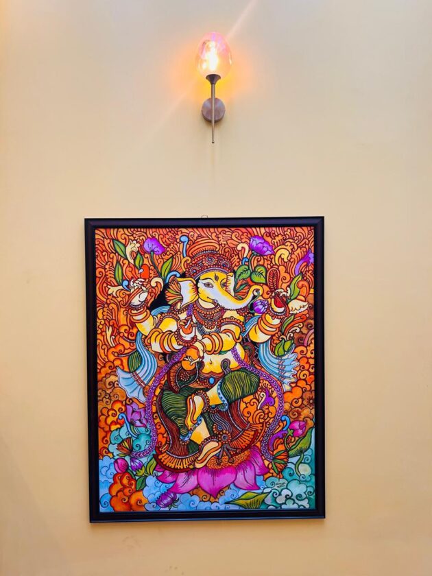 Divine Splendor: Lord Ganesha in Kerala Mural Style - Image 2