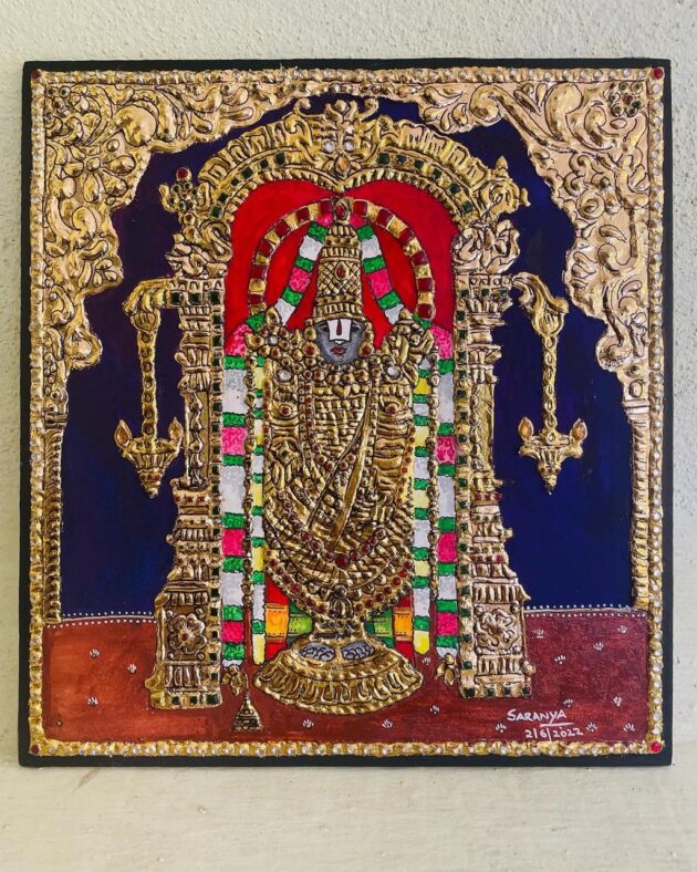 Serene Majesty: Lord Venkateswara in Tanjore Style