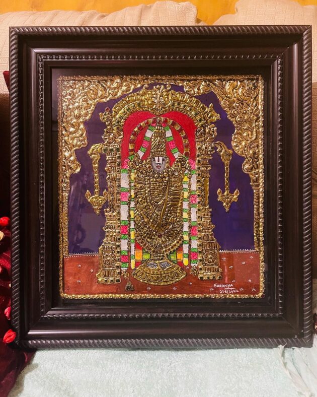 Serene Majesty: Lord Venkateswara in Tanjore Style - Image 2